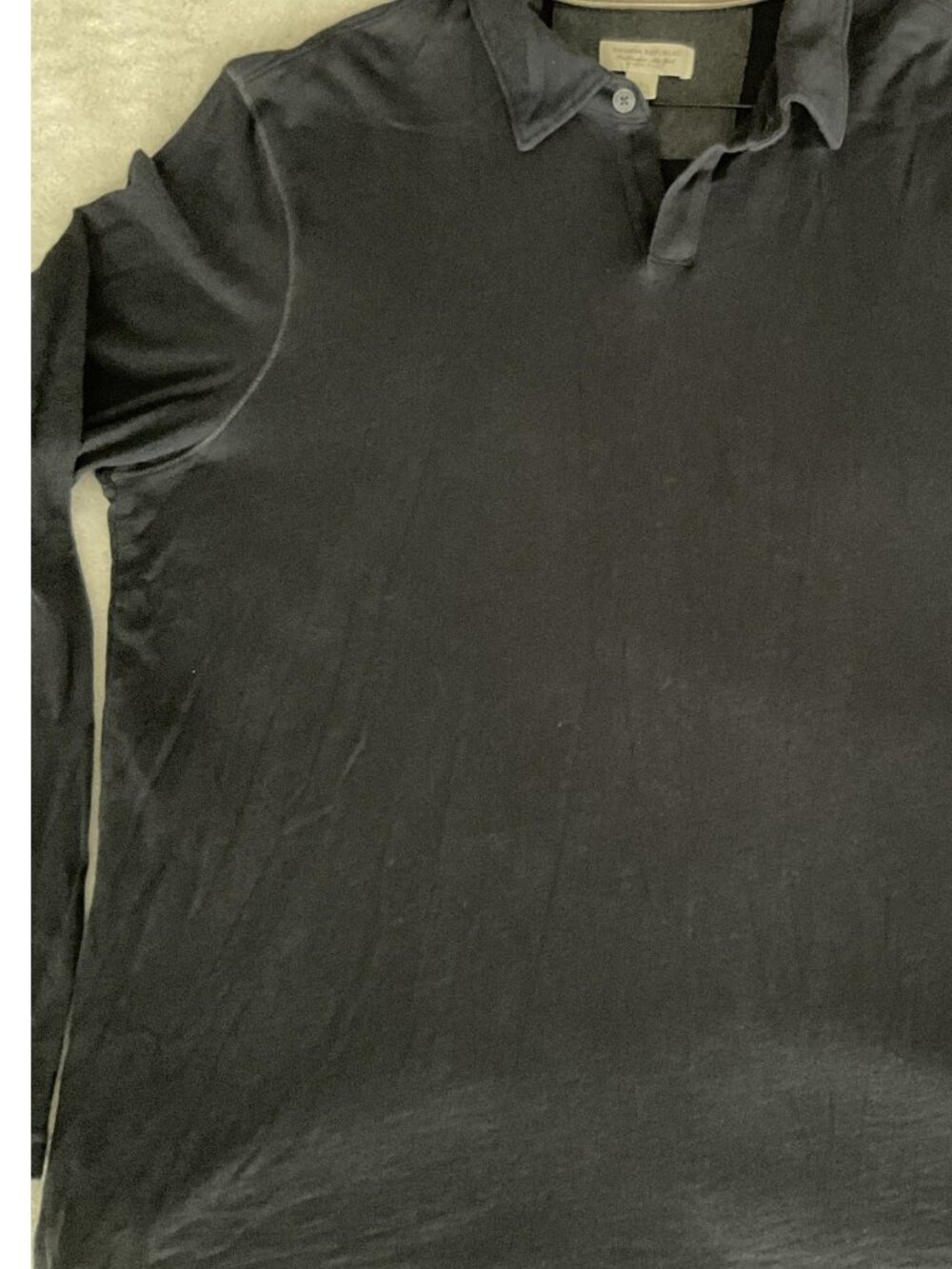 Banana Republic Johnny Collar Polo Mens XL Black Long Sleeve Cotton Modal
